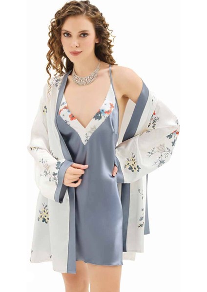 Iç Giyim Moongirl Saten Kısa Ikili Gecelik Takım