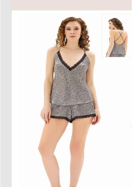 Iç Giyim Moongirl Saten Şortlu Gecelik Takım