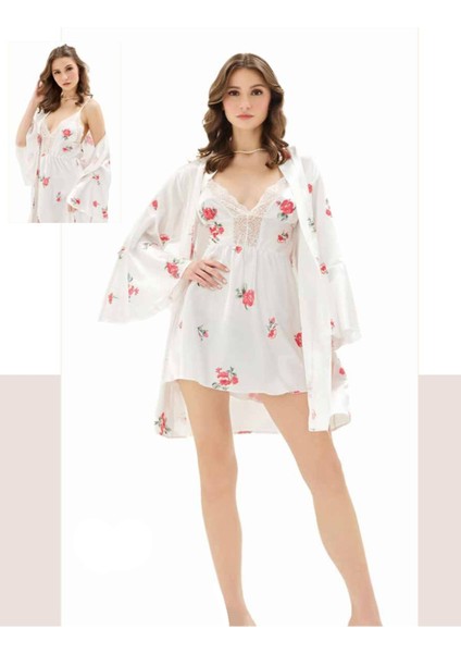 Iç Giyim Moongirl Saten Kısa Ikili Gecelik Takım