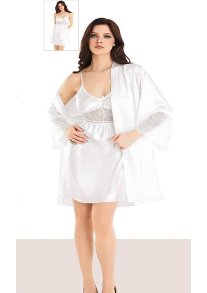 Iç Giyim Moongirl Saten Kısa Ikili Gecelik Takım