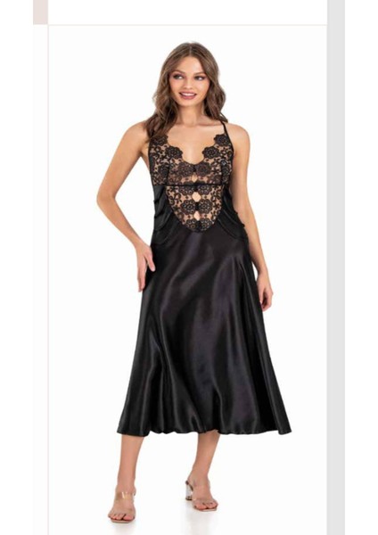 Iç Giyim Moongirl Uzun Saten Gecelik