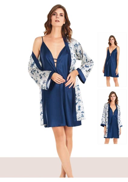 Iç Giyim Moongirl Saten Kısa Ikili Gecelik Takım