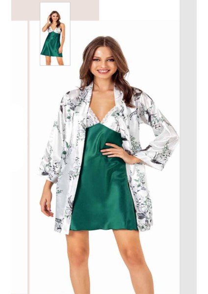 Iç Giyim Moongirl Saten Kısa Ikili Gecelik Takım