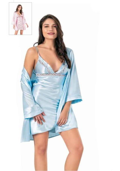 Iç Giyim Moongirl Saten Kısa Ikili Gecelik Takım
