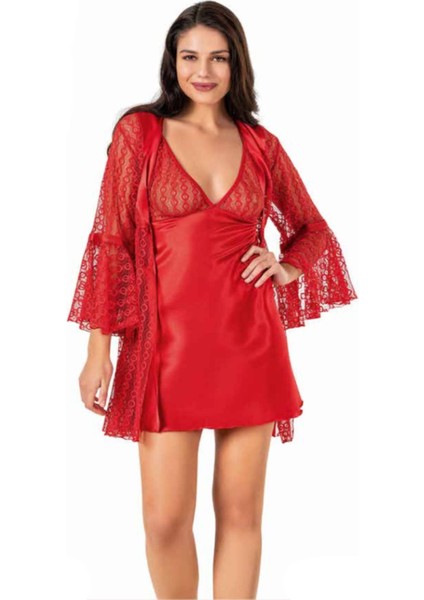 Iç Giyim Moongirl Saten Kısa Ikili Gecelik Takım