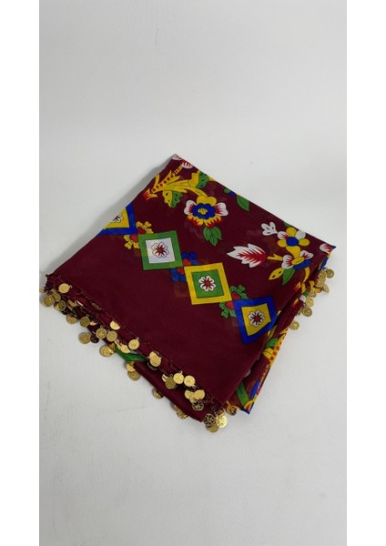 Pullu Tokat Yazması Çengelköy Deseni Eşarp - 100 x 100 cm Çeyizlik Yazma indirimleri