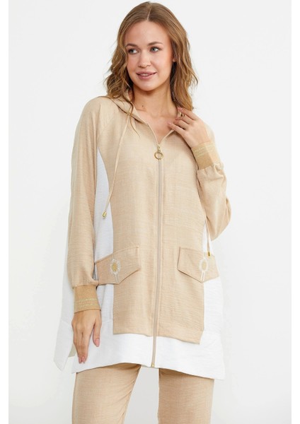 Sementa 76448 Keten Görünümlü Kapüşonlu Tunik Takım modelleri