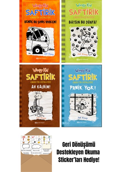 Jeff Kinney 4 Kitap Seti + Okuma Sticker'ları