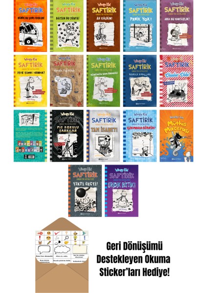 Jeff Kinney 17 Kitap Seti + Okuma Sticker'ları