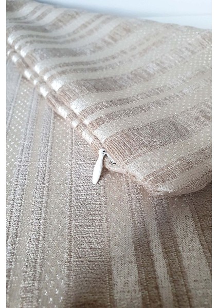 Bej Simli Çizgili Kırlent Kılıfı 43X43CM modelleri