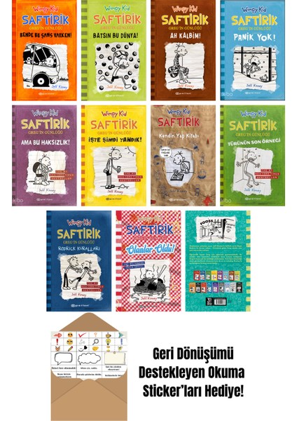 Jeff Kinney 11 Kitap Seti + Okuma Sticker'ları