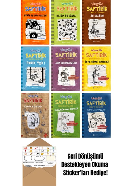 Jeff Kinney 9 Kitap Seti + Okuma Sticker'ları