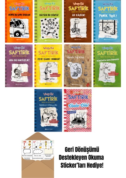 Jeff Kinney 10 Kitap Seti + Okuma Sticker'ları