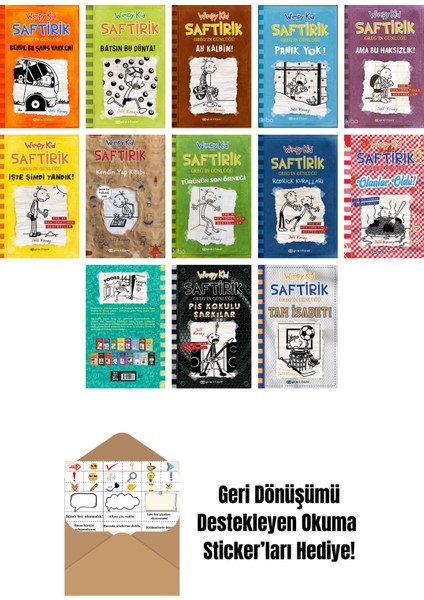 Jeff Kinney 13 Kitap Seti + Okuma Sticker'ları
