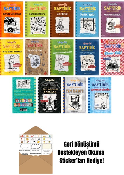 Jeff Kinney 14 Kitap Seti + Okuma Sticker'ları