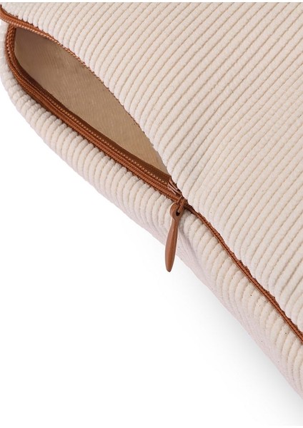 Krem Rengi Fitilli Kadife Deri Fitilli Kırlent Kılıfı 43X43CM modelleri