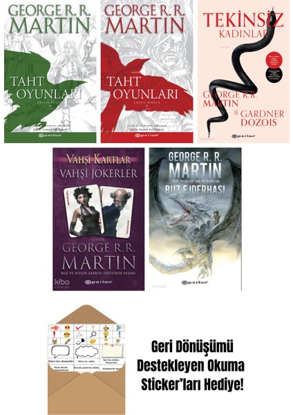 George R. R. Martin 5 Kitap Seti + Okuma Sticker'ları
