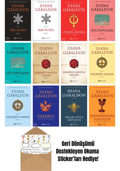 Diana Gabaldon 12 Kitap Seti + Okuma Sticker'ları