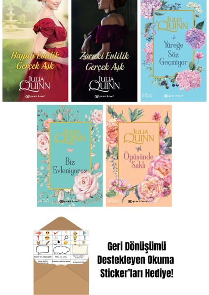 Julia Quinn 5 Kitap Seti + Okuma Sticker'ları