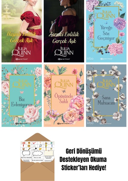Julia Quinn 6 Kitap Seti + Okuma Sticker'ları
