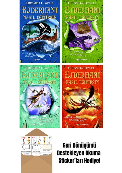Cressida Cowell 4 Kitap Seti + Okuma Sticker'ları