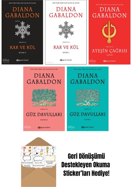 Diana Gabaldon 5 Kitap Seti + Okuma Sticker'ları