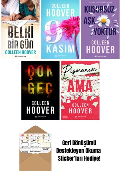 Colleen Hoover 5 Kitap Seti + Okuma Sticker'ları