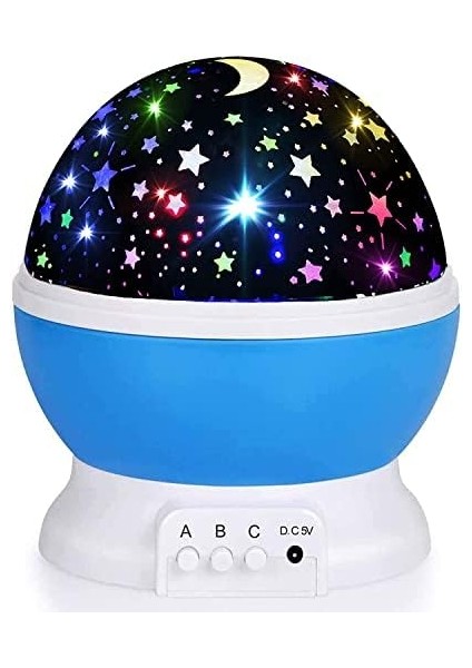 Renkli Yıldızlı Gökyüzü Dönen Star Master Çocuk Gece Lambası Projeksiyon Gece Lambası Gökyüzü Ay Yıldız Masa Lambası (Mavi) fiyatları