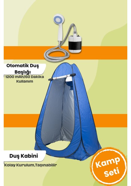 Otomatik Kamp Duşu ve Mavi Duş Kabini Seti