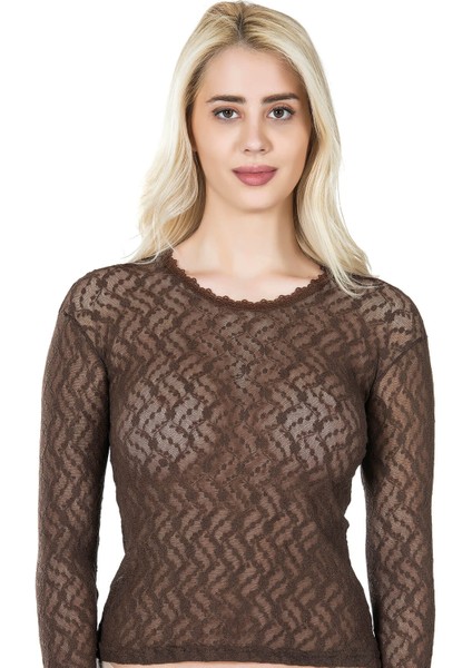 Lesca Uzun Kol Dantelli Kadın Tişört 279