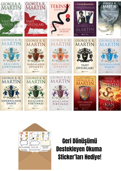 George R. R. Martin 15 Kitap Seti + Okuma Sticker'ları
