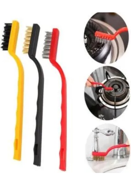 3'lü Yağ Temizleme Fırçası – Ocak, Fırın, Mangal, Airfryer ve Izgara Temizliği İçin