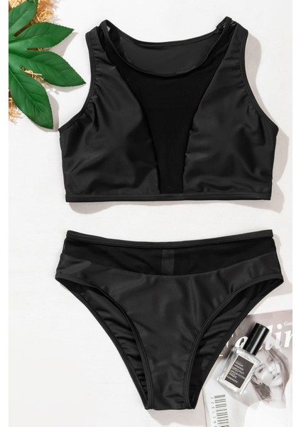 Kadın Siyah Tül Detaylı Yüksek Bel Sütyen Takımı modelleri