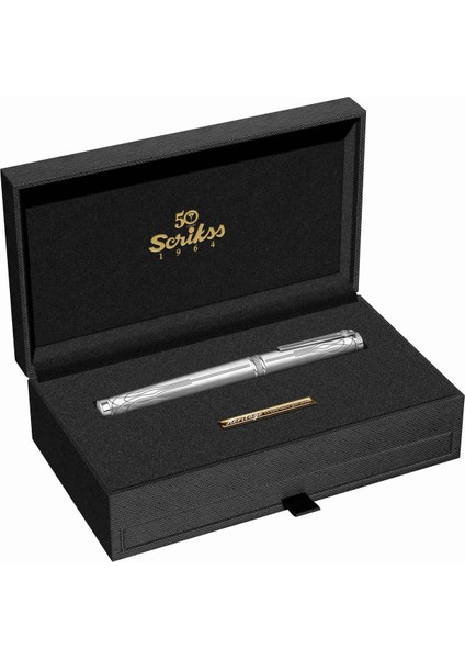 & WizDesign Heritage Dolma Kalem Platin M Uç ( Ömür Boyu Garantili - Lüks Kutulu - İsme Özel Tasarım )