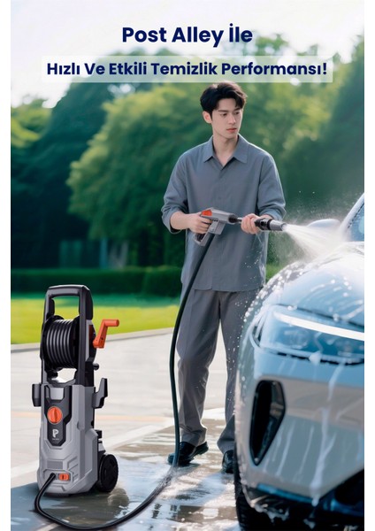 60 Bar Yüksek Basınçlı Bahçe ve Araç Yıkama Makinesi+Tekerlekli +1100W+KÖPÜK Tabancalı+8m Hortumlu indirimleri