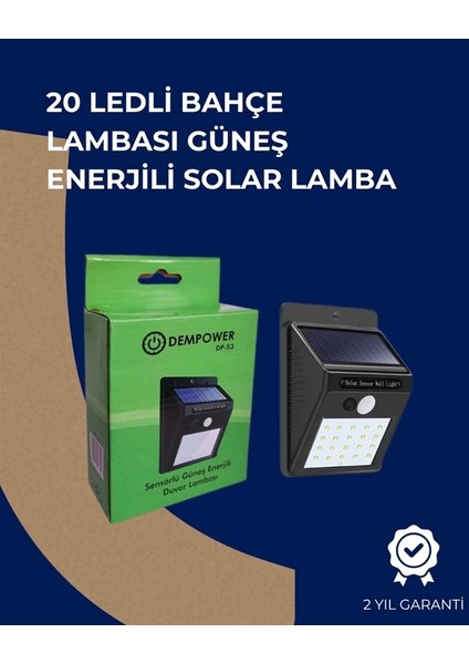 Solar Enerjili 20 LED Duvar Lambası | Hareket Sensörlü, Su Geçirmez, Kablo Gerektirmez