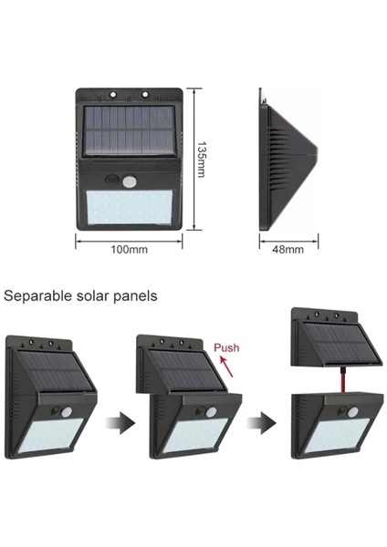 Solar Enerjili 20 LED Duvar Lambası | Hareket Sensörlü, Su Geçirmez, Kablo Gerektirmez modelleri