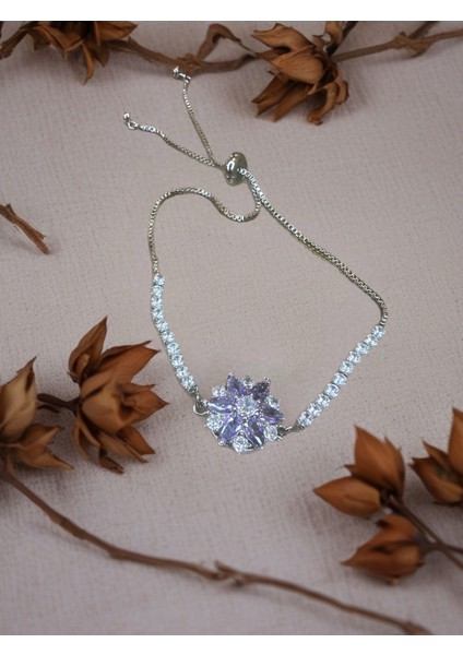 Kadın Gümüş Renk Üstü Çarklı ve Dönen Asansörlü Bileklik