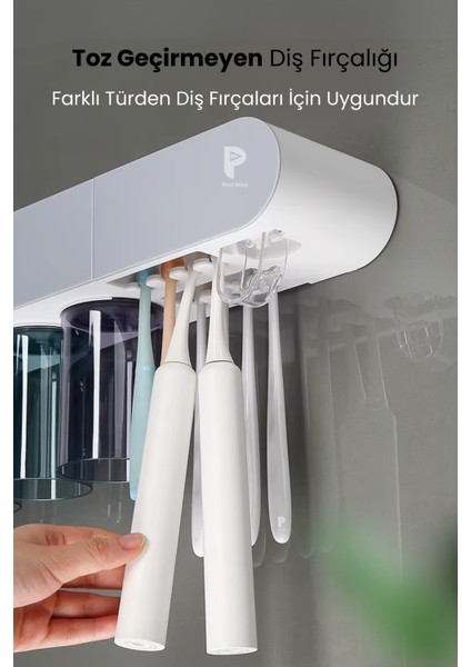 Otomatik Diş Macunu Sıkacağı ve Sterilizatö 4 Adet Diş Fırçası Tutuculu modelleri