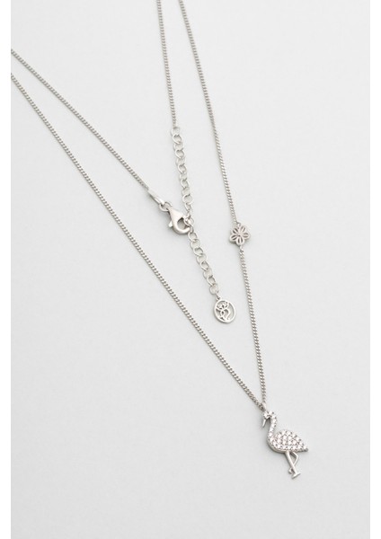 Little Swan 18 Ayar Beyaz Altın Kaplama 45 cm Gümüş Kolye