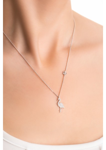 Little Swan 18 Ayar Beyaz Altın Kaplama 45 cm Gümüş Kolye fiyatları