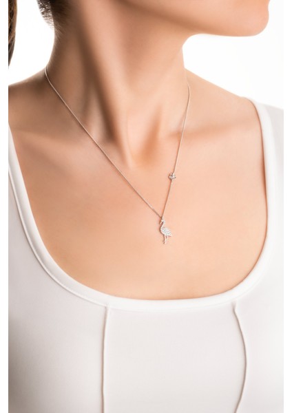 Little Swan 18 Ayar Beyaz Altın Kaplama 45 cm Gümüş Kolye fırsatları