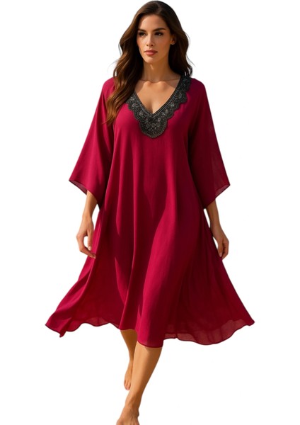 Sarra Ihtal Yaka Detay Plaj Elbisesi