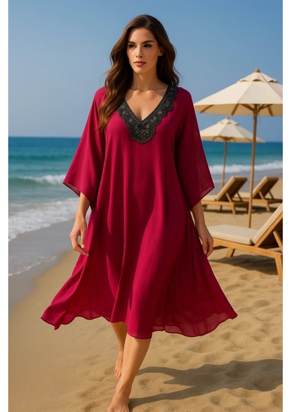 Sarra Ihtal Yaka Detay Plaj Elbisesi modelleri