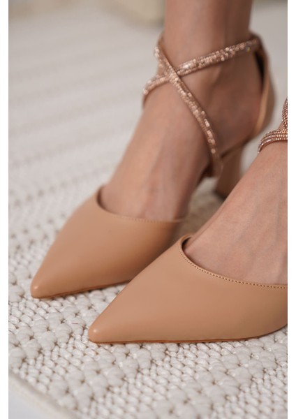 Fiona Taşlı Kadın Nude Topuklu Ayakkabı fırsatları