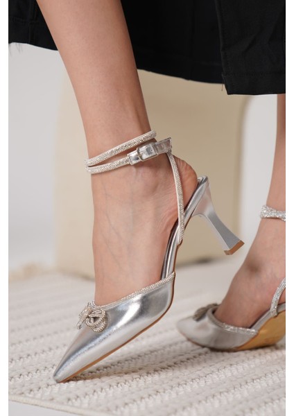 Irina Kadın Gümüş Taşlı Topuklu Ayakkabı modelleri