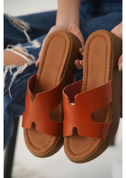 Borlina Kiremit Hakiki Deri Terlik modelleri