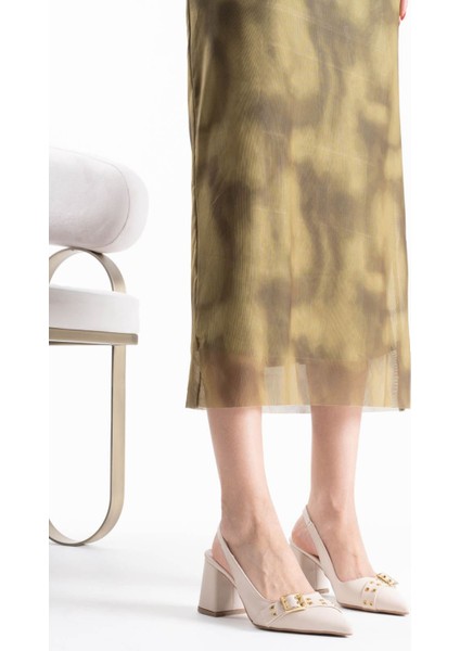 Keira Bej Cilt Kadın Topuklu Ayakkabı indirimleri