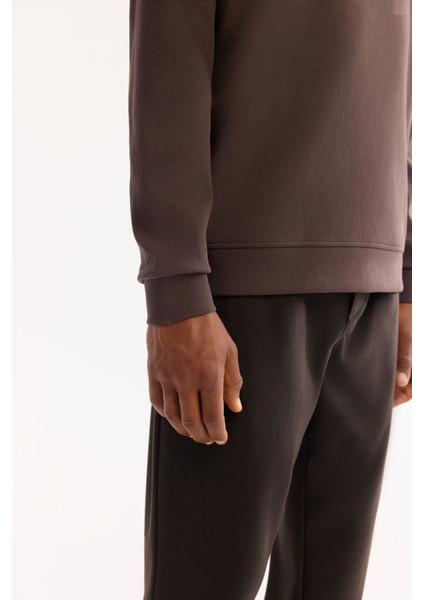 Erkek Kahve Bisiklet Yaka Pamuklu Bi-Stretch Baskılı Regular Fit Sweatshirt A52Y1289 fırsatları