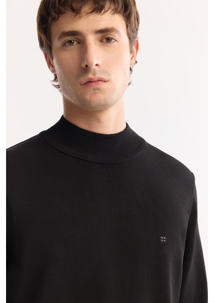 Erkek Siyah Yarım Balıkçi Yaka Basic Düz Rayon Kazak B005151 fiyatları